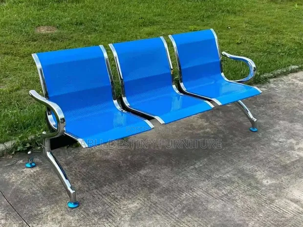 3 Seater Waiting Bench (Blue Metal) - 1