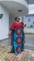RTWbyJide Red & Blue Ankara Maxi Dress - 2