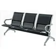 3 Seater Waiting Bench (Black Leatherette, Chrome) - 1