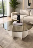 Modern Round Glass Center Table - 1