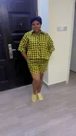 RTWbyJide Yellow Checkered Casual Plaid Two-Piece Set - 1