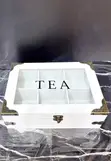 Vintage Wooden Tea Bag Organizer Box - 6 Compartments - 1