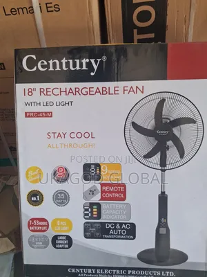 Century 18-Inch Rechargeable Fan with LED Light