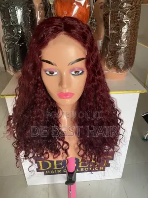 100% Human Hair Loose Bouncy Wig with 5x5 Closure, 18 Inches, Color 99j