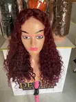 100% Human Hair Loose Bouncy Wig with 5x5 Closure, 18 Inches, Color 99j - 1
