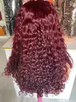 100% Human Hair Loose Bouncy Wig with 5x5 Closure, 18 Inches, Color 99j - 3
