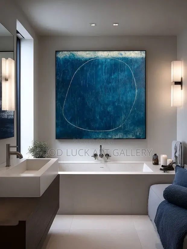 Deep Blue Textured Wall Art - 1