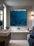 Deep Blue Textured Wall Art - 1