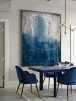 Navy Blue Textured Abstract Wall Art - 1