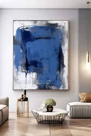 Navy Blue Textured Abstract Wall Art