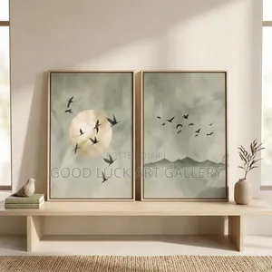 Japandi Art Print - Sage Green Birds