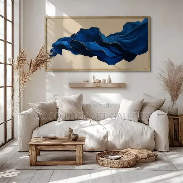 Statement Art Print - Indigo Silk Wave - 1