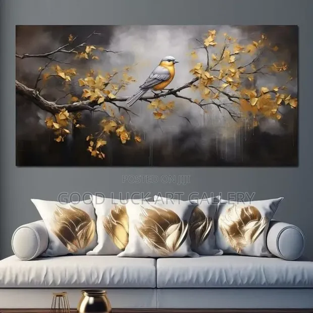 Golden Branches Wall Art - Japanese Crane Print - 1