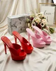 Luxury Pencil Heel Shoes - Pink - 3