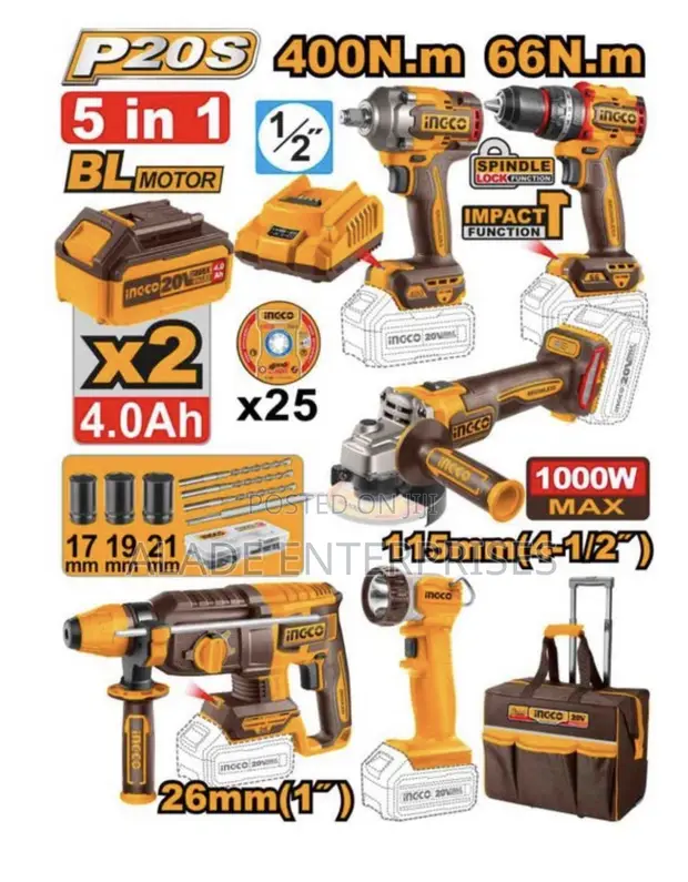 INGCO Cordless Industrial Combo Kit - 1