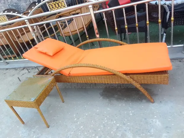 High Quality Rattan Pool Lounger with Side Stool - 1