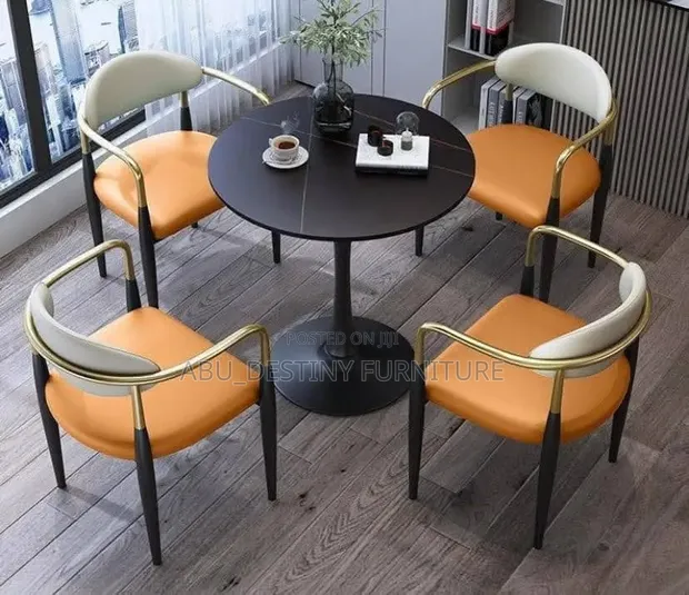4-Seater Round Dining/Lounge Set (Orange Cream) - 1