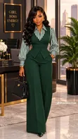 Green Pant and Blazer Set - 1