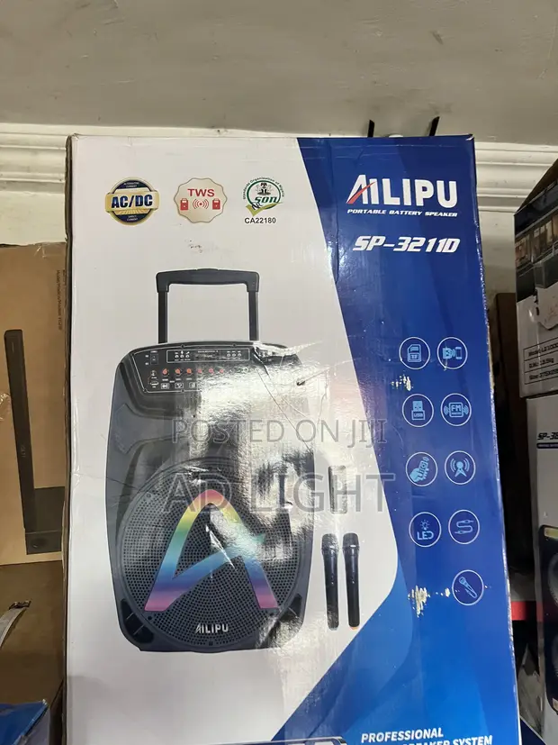 Ailipu SP-3211D Big Party Speaker with Trolley & 2 Mics - 1