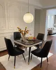 Black 4 Seater Dining Table Set - 2