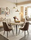 Home Interiors 4-Seater Semi-Circle Dining Set - Brown/Off-White - 1