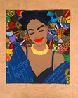 Evelyn in Denim Original Textile Art by Imaginebobbyartgallery - 2