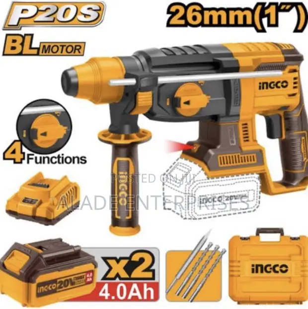 Ingco 26mm Cordless Rotary Hammer Drill - Brushless, 20V - 1