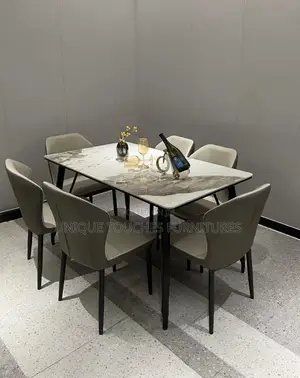 Brand New 6-Seater Dark Gray Dining Table Set