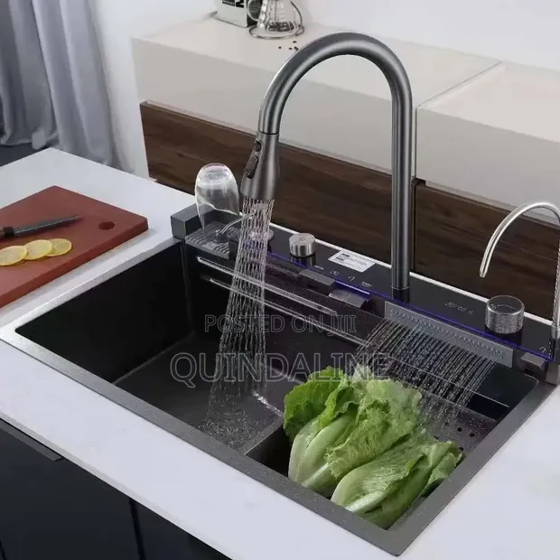 Black Nano Waterfall Kitchen Sink - 1