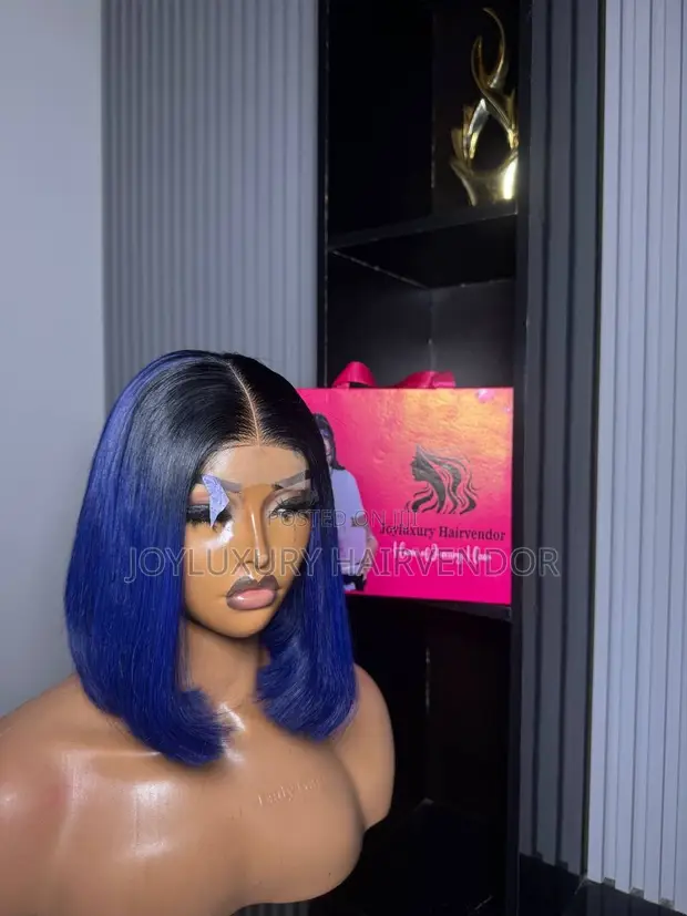 10" SDD Bone Straight Blue Wig tare da 2x4 Closure, 200g - 1