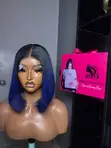 10" SDD Bone Straight Blue Wig tare da 2x4 Closure, 200g - 2