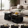 Modern 2-in-1 Round Glass Coffee Table Set - 1