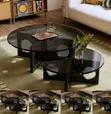 Modern 2-in-1 Round Glass Coffee Table Set - 4