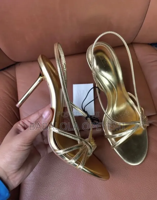 Zara Golden Heeled Sandals - Women's Size 37-42 - 1