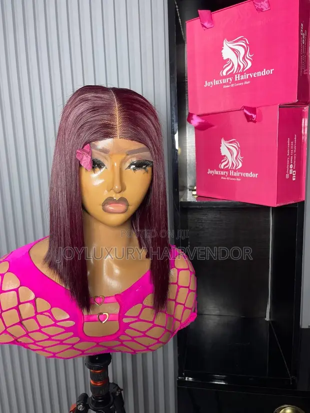 10" SDD Burgundy Bone Straight Wig with 2x6 Closure (200g) - 1
