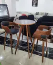Modern Round Bar Table and 2 Swivel Stool Set - 1