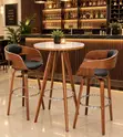 Modern Round Bar Table and 2 Swivel Stool Set - 2