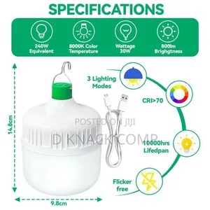 30W Rechargeable LED Bulb, Emergency Lamp