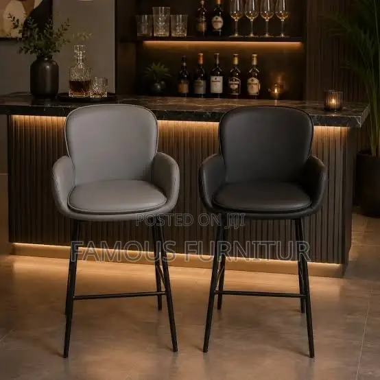 Modern Bar Stools with Curved Backrests - 1
