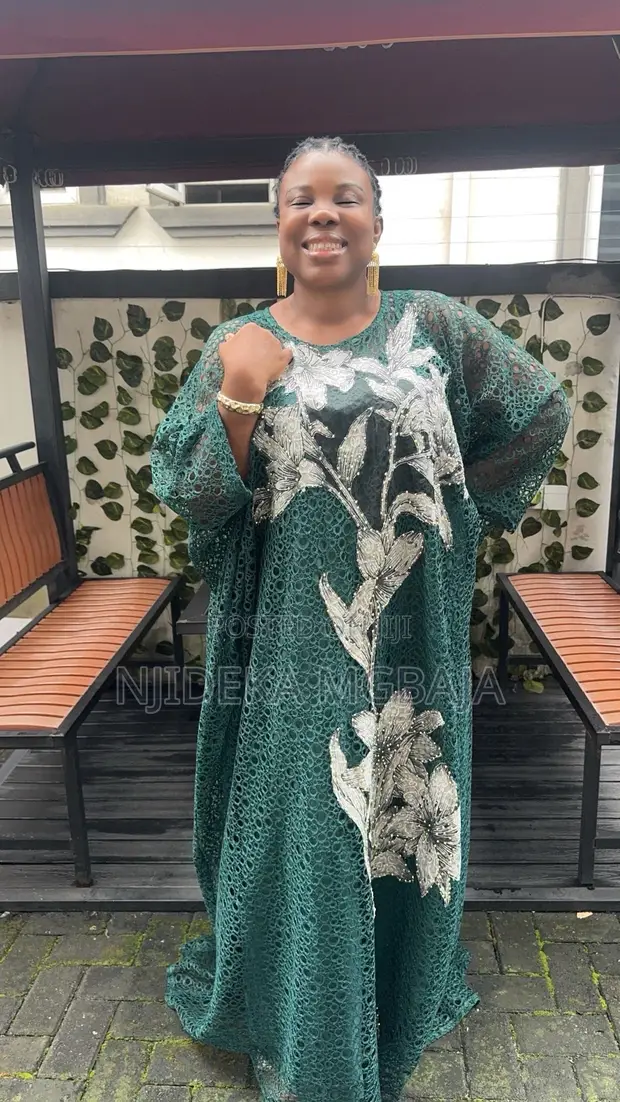 RTWbyJide Stunning Green Lace Maxi Dress with Floral Appliqué - 1