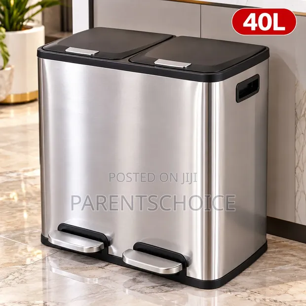 Stainless Steel Pedal Recycle Rubbish Bin - 40L - 1