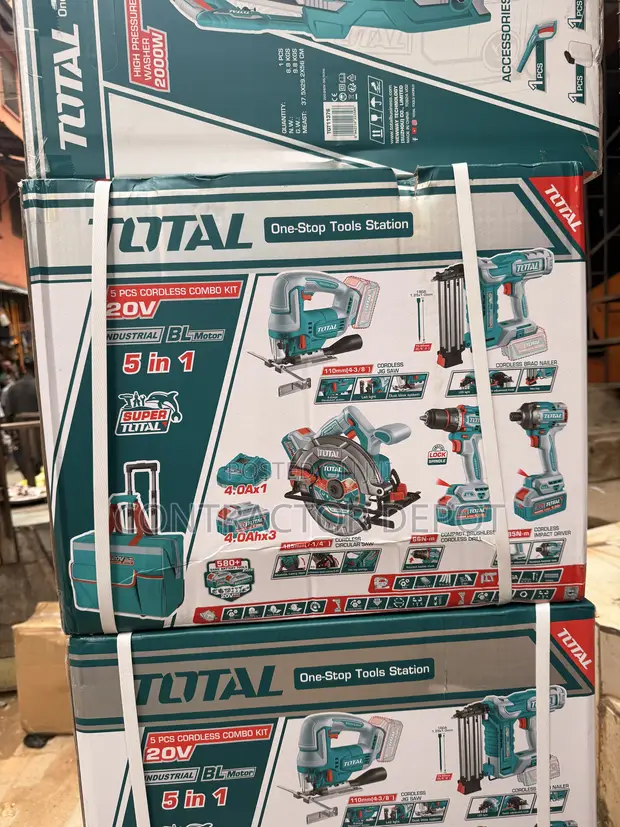 Total 5-Piece Woodworking Combo Kit with 3 Batteries - 1