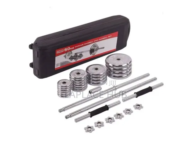 York Fitness 50kg Chrome Dumbbell Set - 1