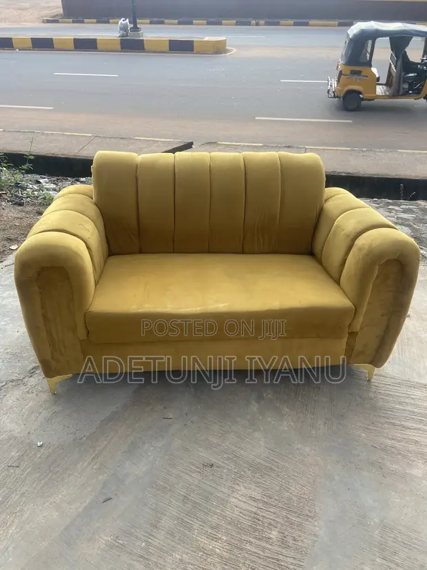 Yellow Salon Chair with Wooden Armrests - 1
