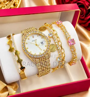 Luxury Ladies Watch Set - White Ceramic Case