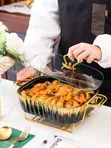 Luxury Ceramic Food Warmer Casserole Dish Set - Black - 2