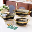 Luxury Ceramic Food Warmer Casserole Dish Set - Black - 3