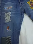 Blue Denim Trousers with Stickers - Women's Size M - 2