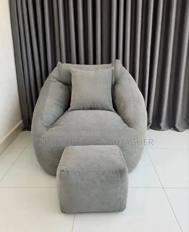 Luxury 3-in-1 Beanbag Set with Pillow & Footrest - 1