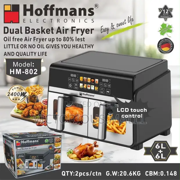 Hoffman 12L Dual Basket Air Fryer (Model 802) - 1